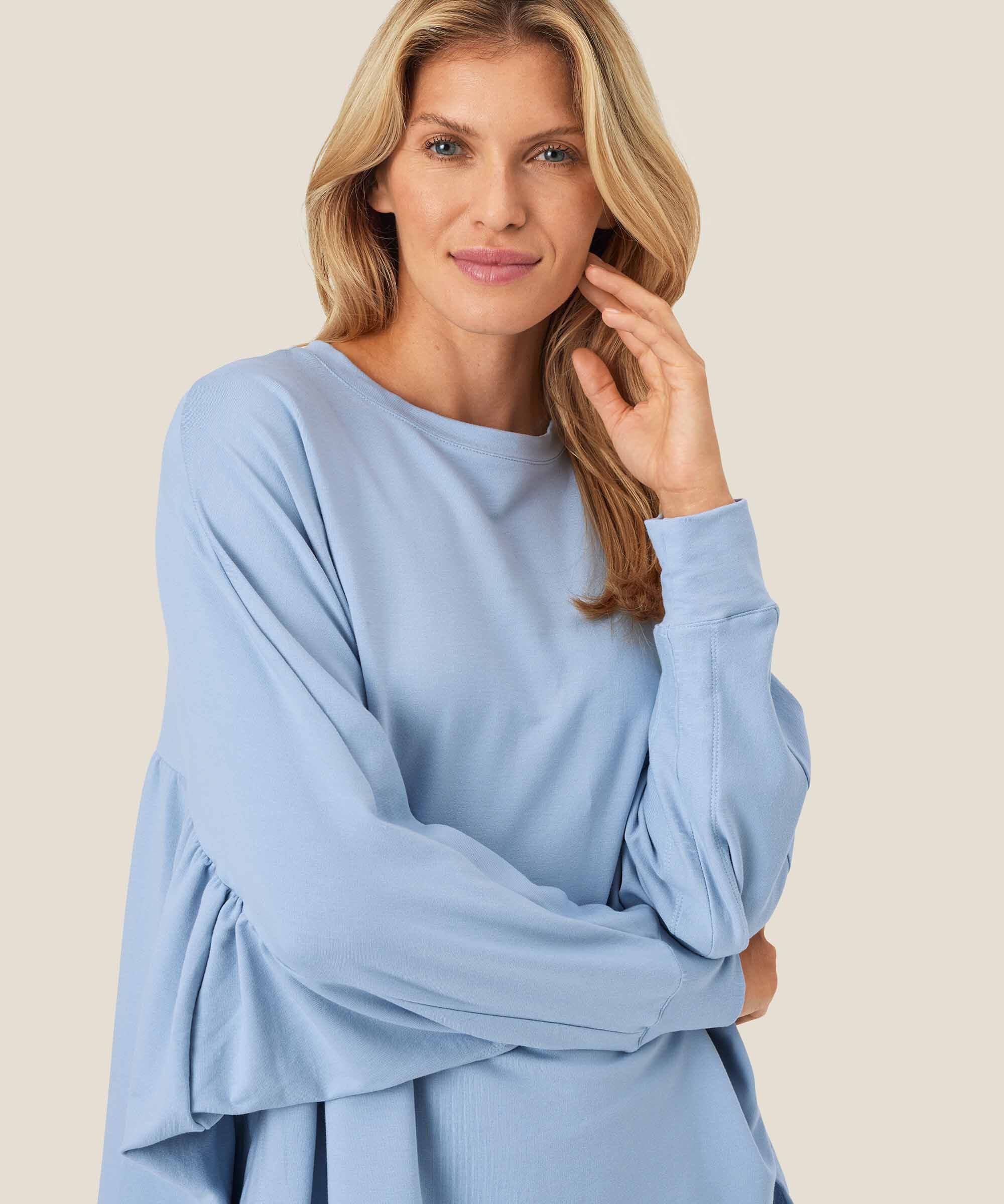 Dema Jersey Topp, Blue Fog