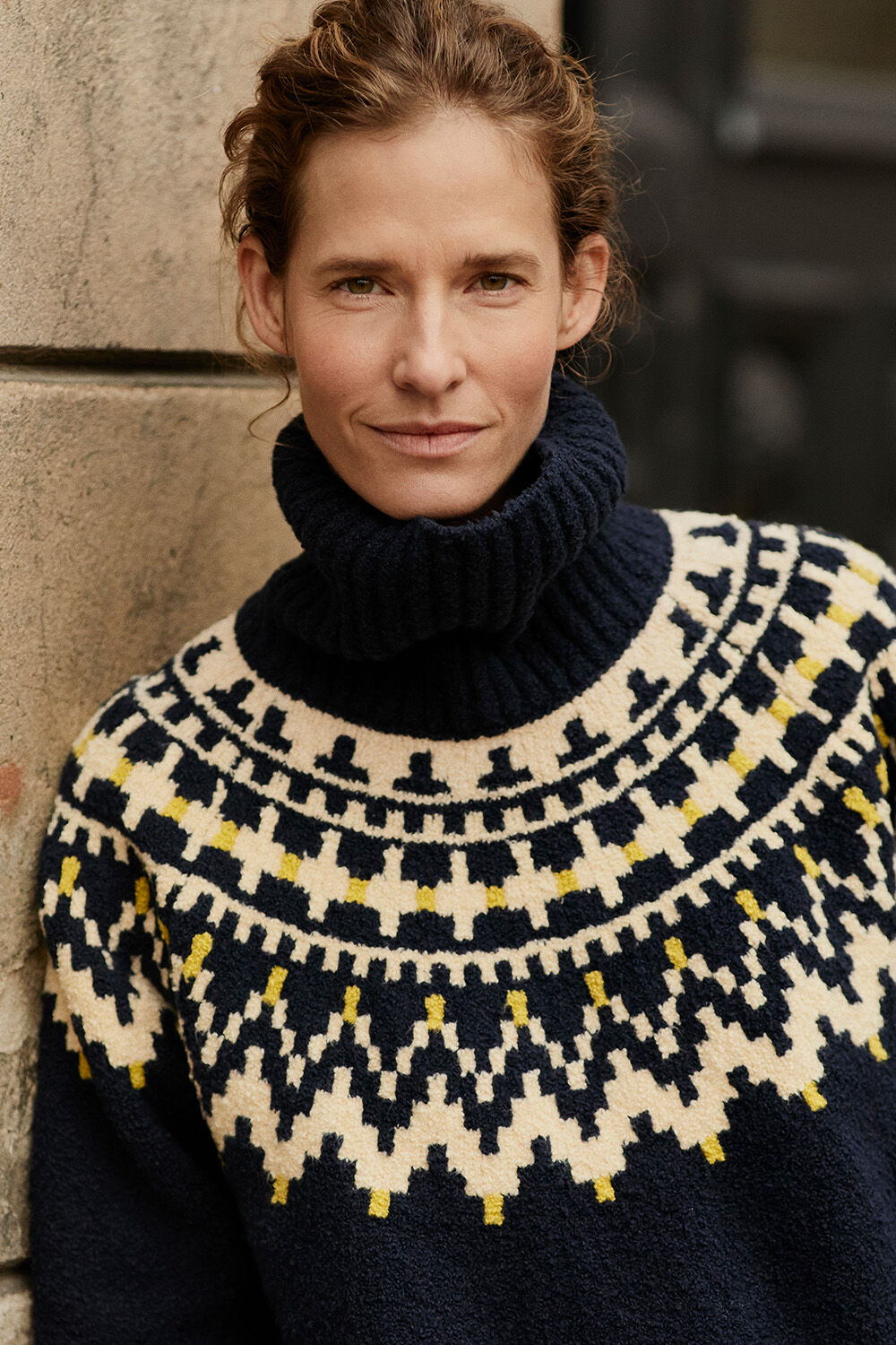 Fatima Strikkegenser - Navy Blazer