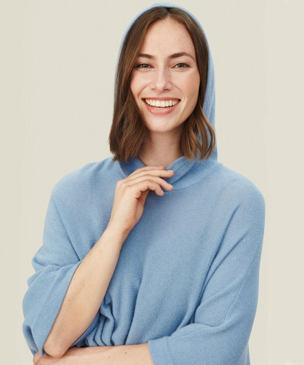 FOTINI PONCHO, Faded Denim