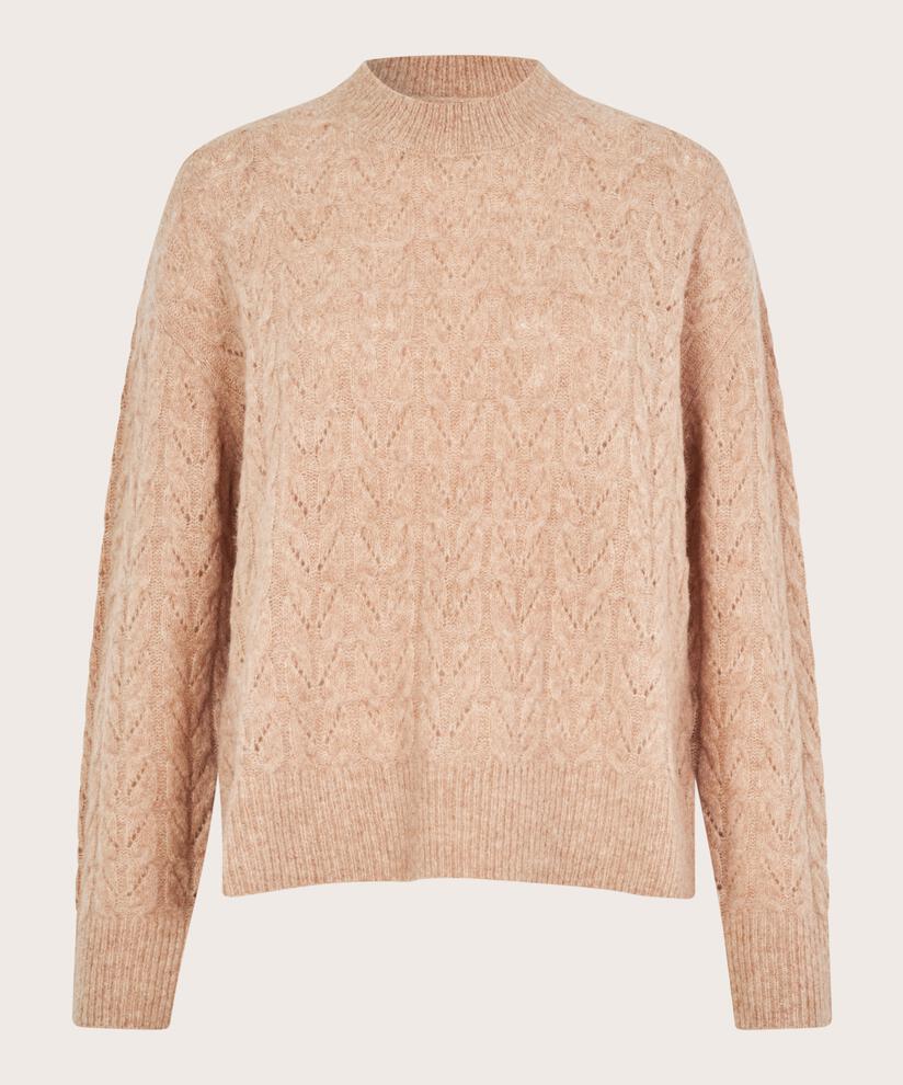 Fuenta Strikkegenser, L beige mel