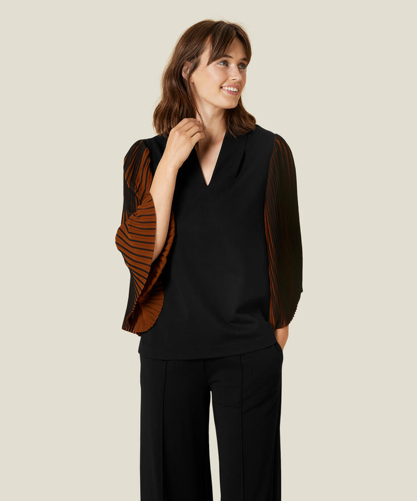 BIRGITTE JERSEY TOPP, Black/Monk