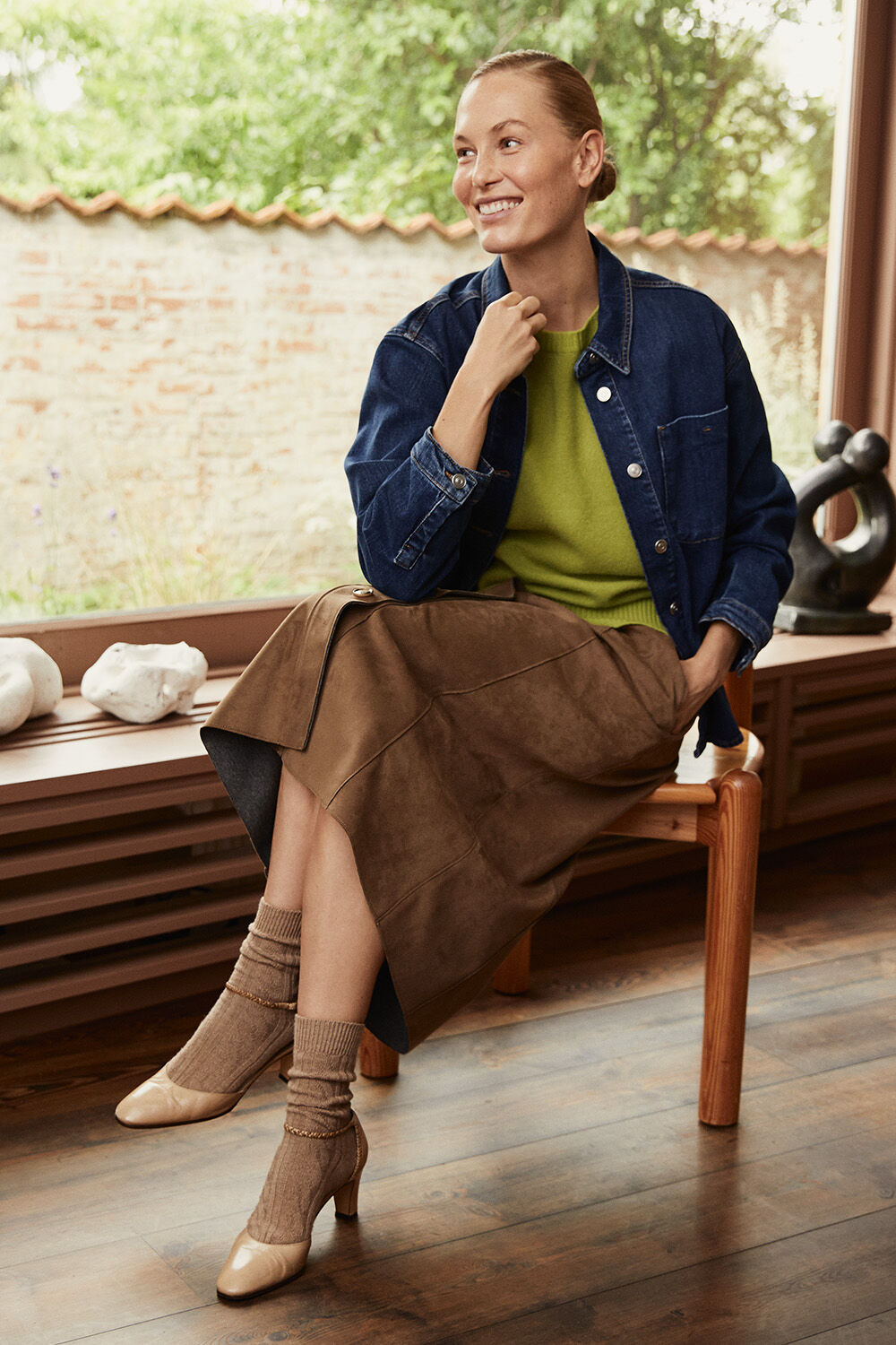 Ivelora Skjorte - Medium Denim, Fallan Topp - B Chartreuse, Synnora Skj&oslash;rt - Otter