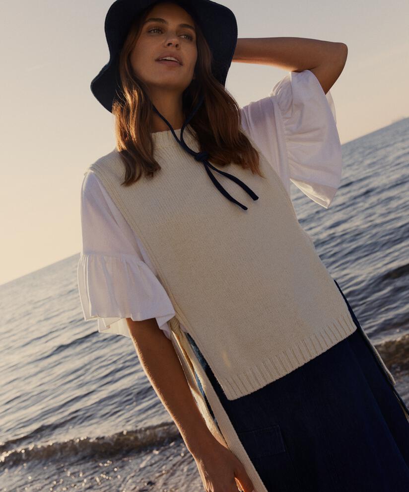 Fumiko Strikket Vest, Whitecap