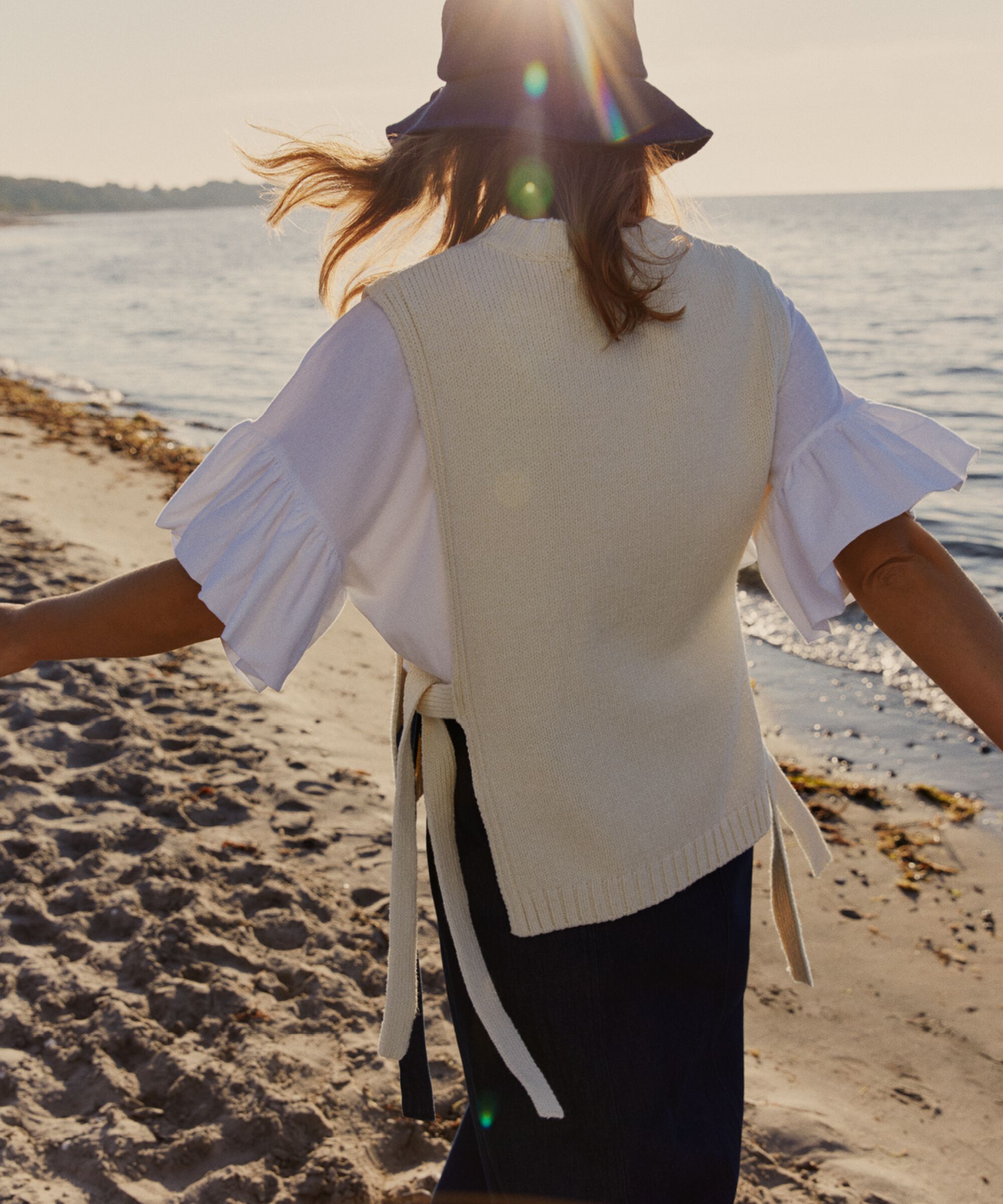 Fumiko Strikket Vest, Whitecap