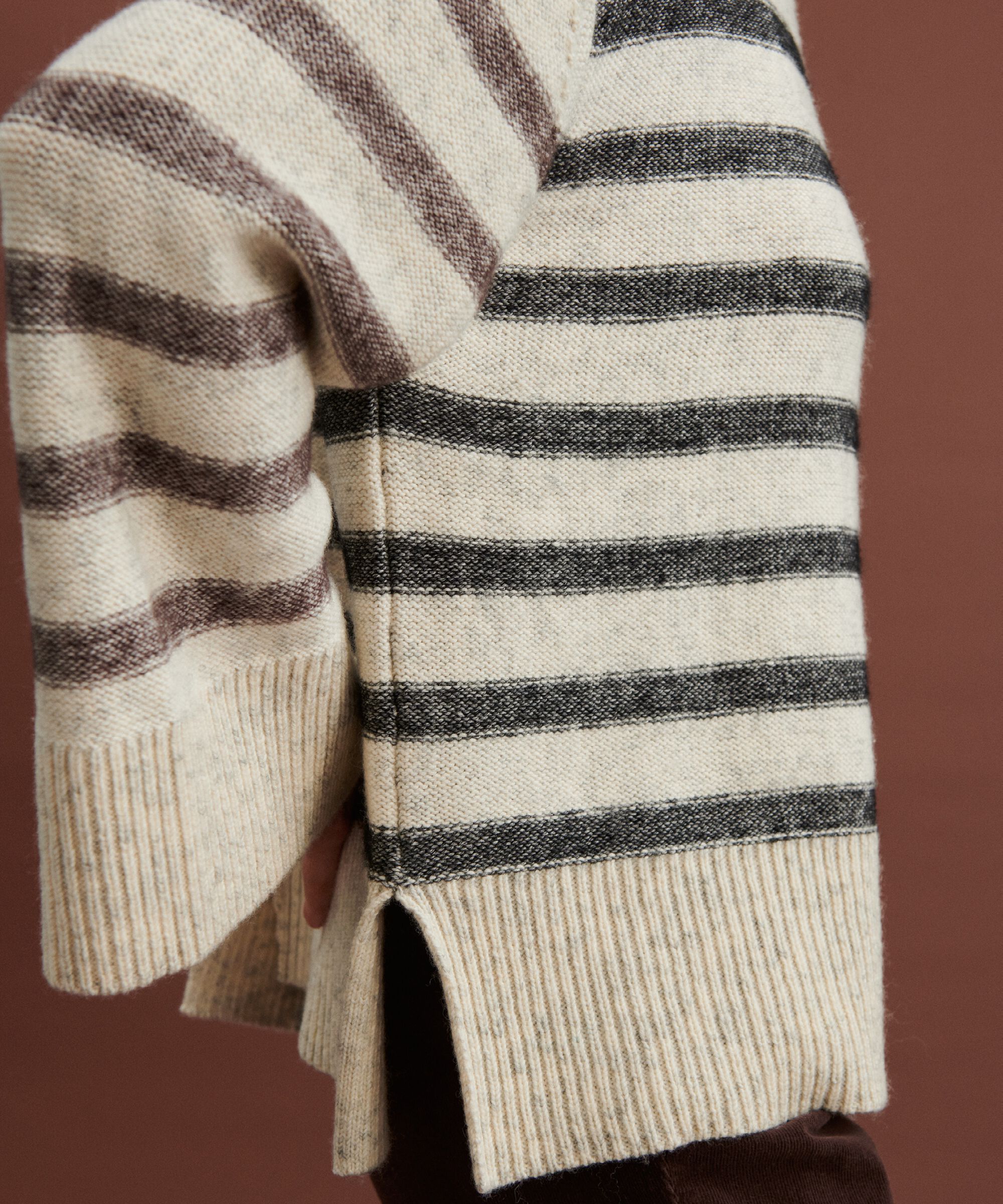 Fultura Strikkegenser, Whc/blk/coffe