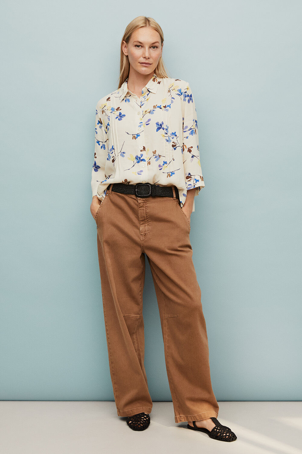 Ibilisan Skjorte - Fog, Rivula Belte - Black, Povienne Denim Bukser - Otter