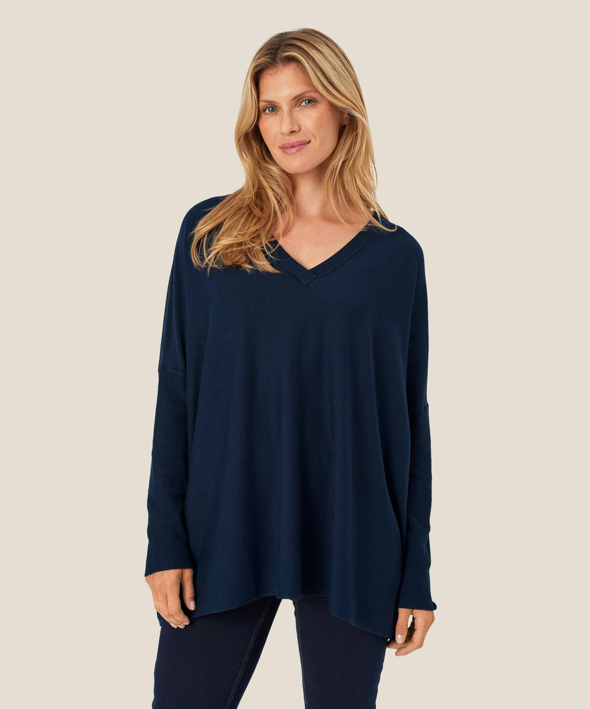 Fronia Strikkegenser, Navy Blazer