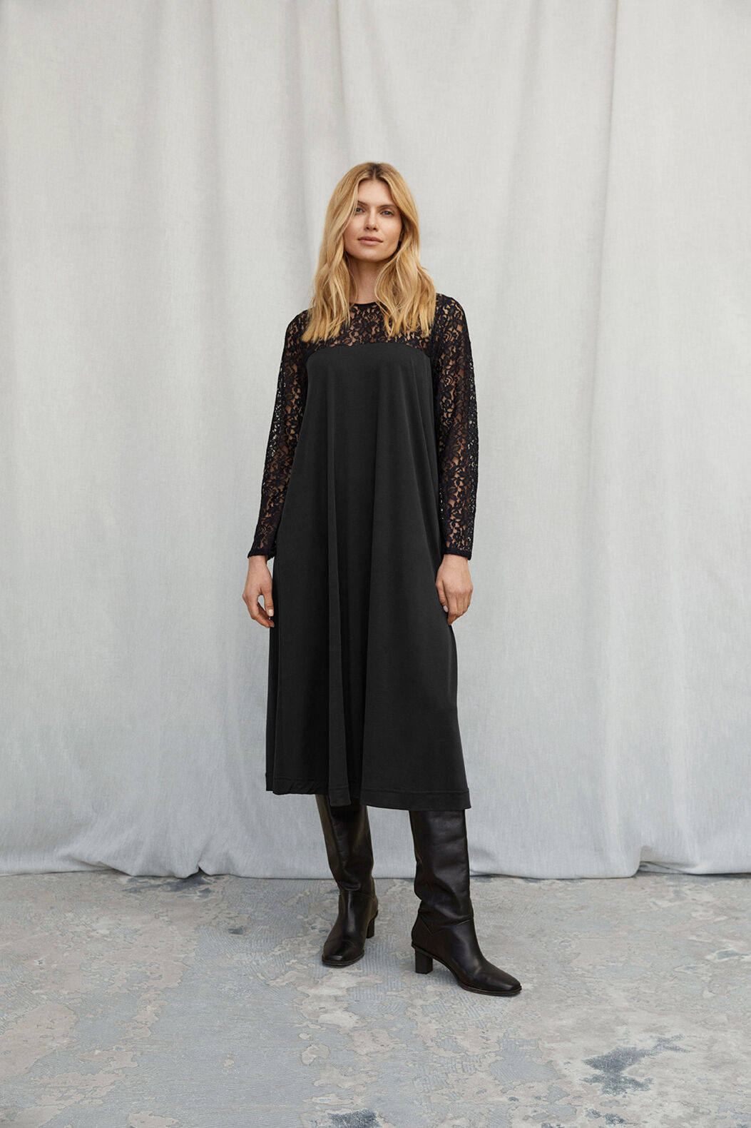 NERIDA JERSEY KJOLE, Black