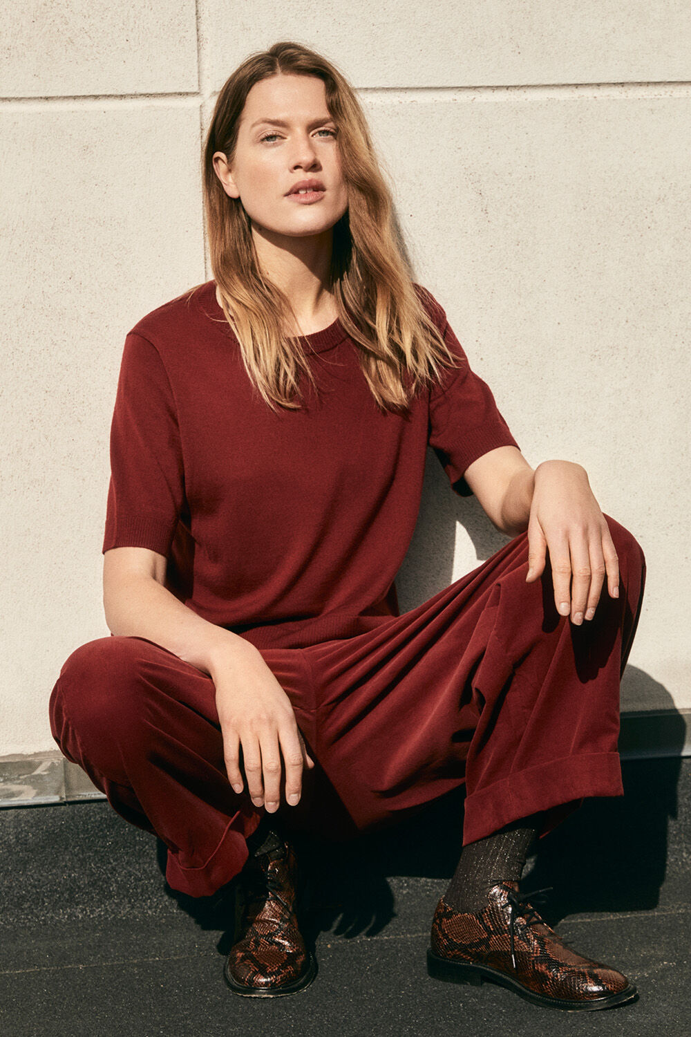 Fallana ull strikkegenser - Russet Brown, Polira Bukse - Russet Brown