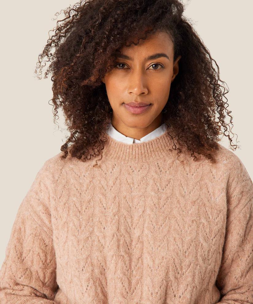 Fuenta Strikkegenser, L beige mel