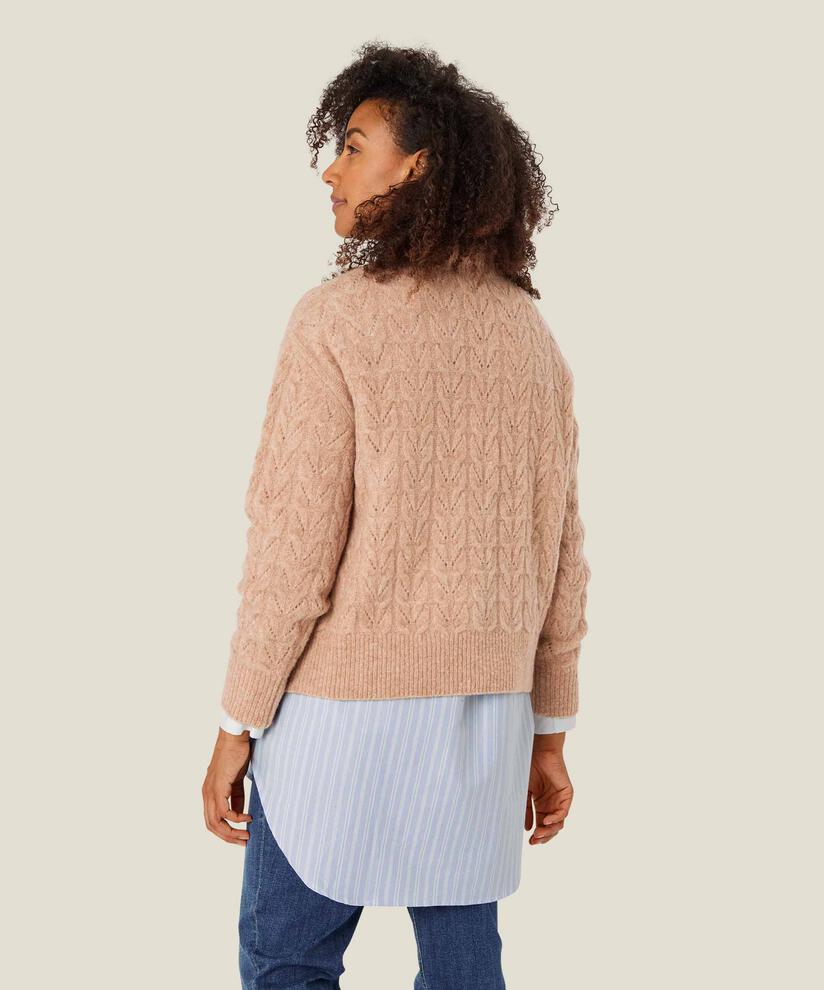 Fuenta Strikkegenser, L beige mel