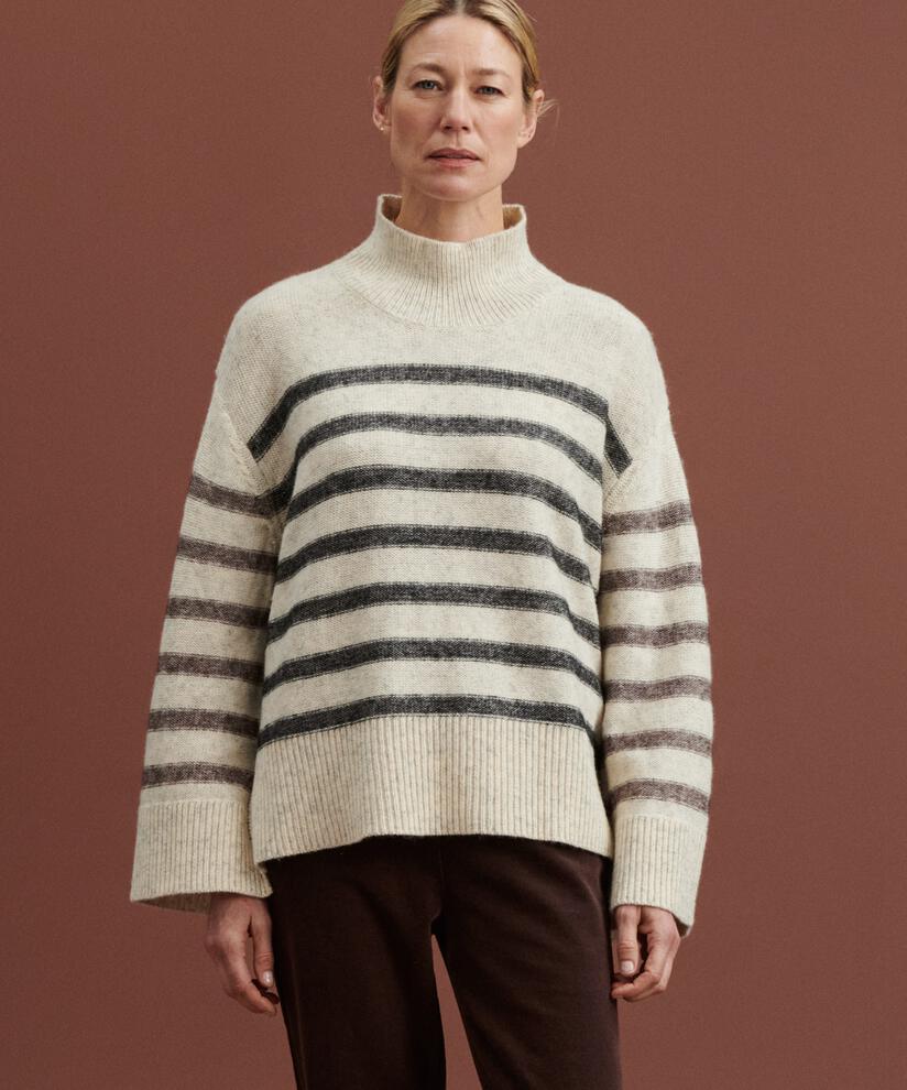 Fultura Strikkegenser, Whc/blk/coffe