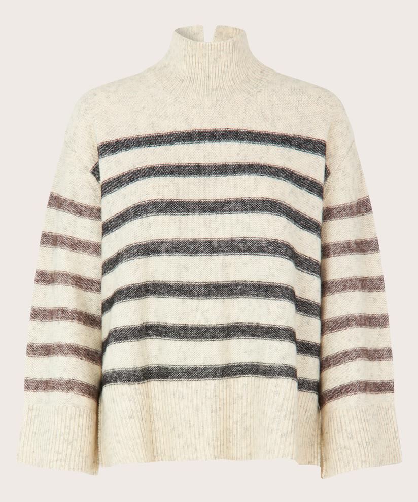 Fultura Strikkegenser, Whc/blk/coffe